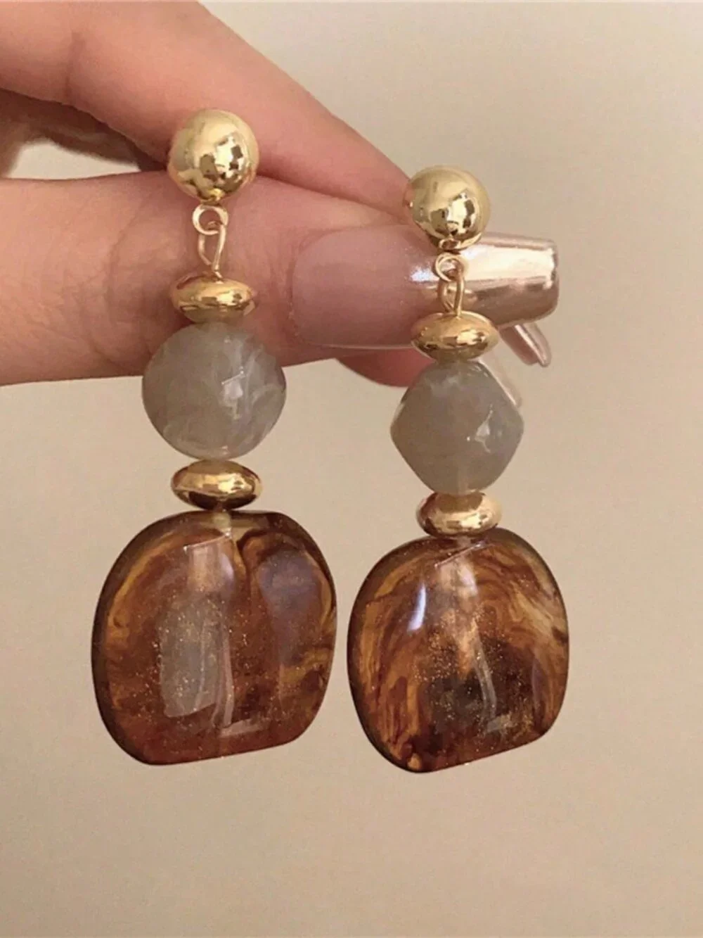 Coffee Boho Women's Resin Acrylic Pendant Earrings